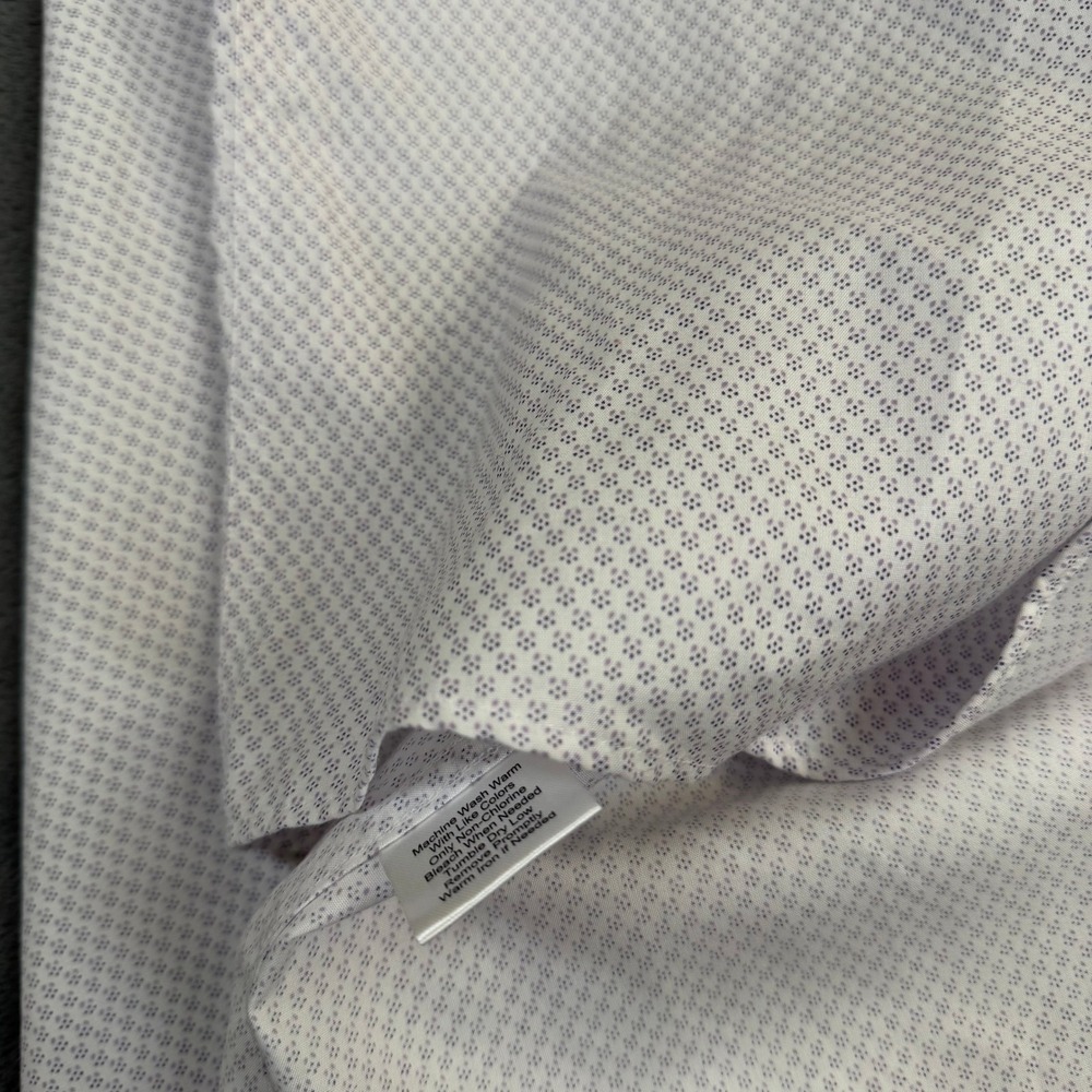 Pronto Uomo Easy Care Dress Shirt Mens 18 1/2 34/35 White Slim Fit Geometric - Picture 7 of 11